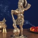 Pure Brass Bahubali Hanuman Statue | 14" x 7" x 6" (35.6 x 17.8 x 15.2 cm) | 6.58 kg Mighty Divine Form | Premium Sacred Art | Temple Grade